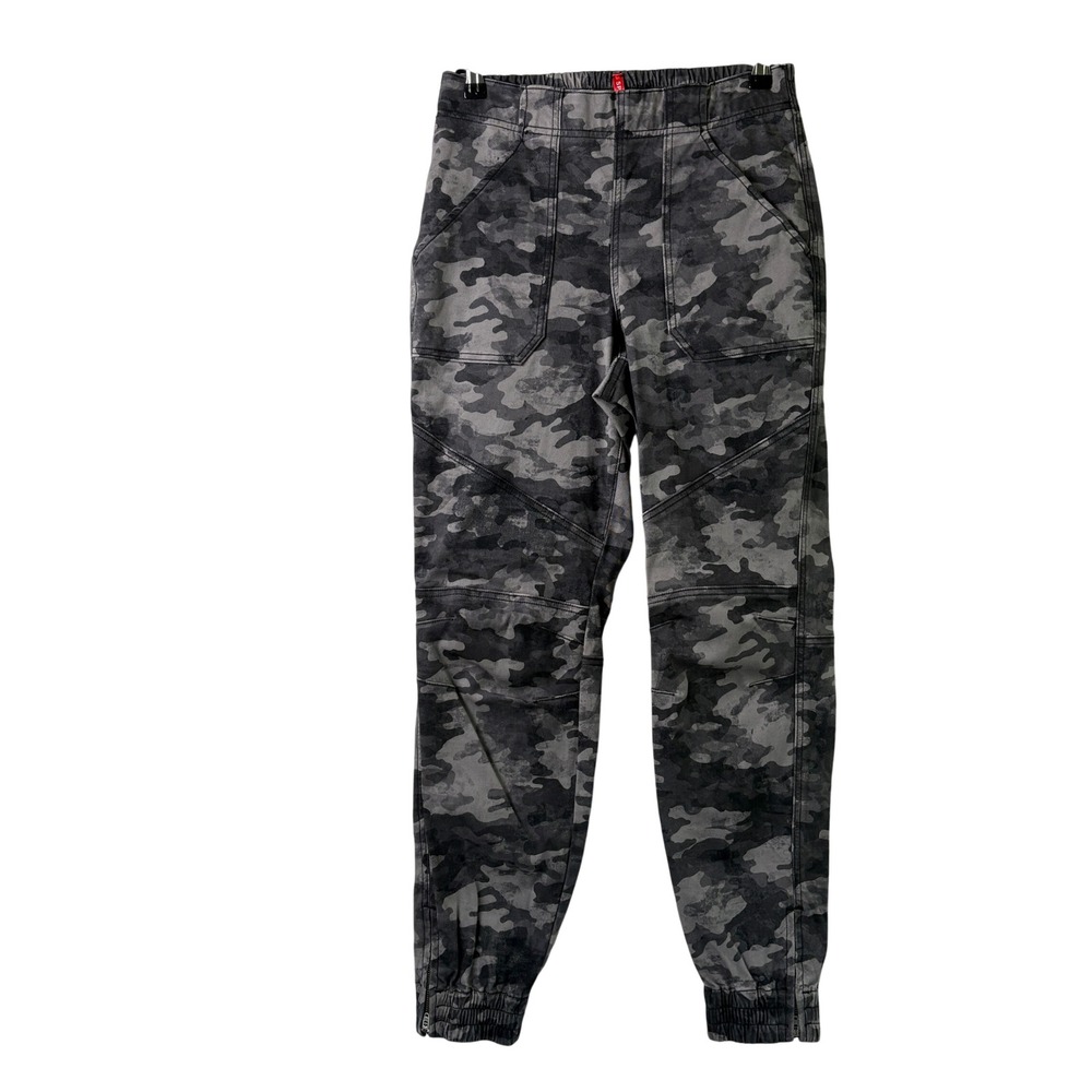Spanx Stretched Twill Cargo Jogger Womens M Grey Camo Pull On Pants 20319R